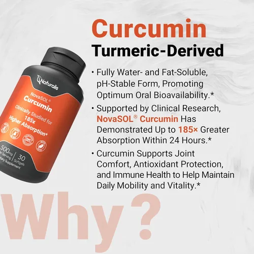 Miniatura 5 de Naturalis NovaSOL Curcumina de cúrcuma (5,550 mg equivalentes de curcuminoides por porción), clínicamente probado con una mejor absorción 185 veces