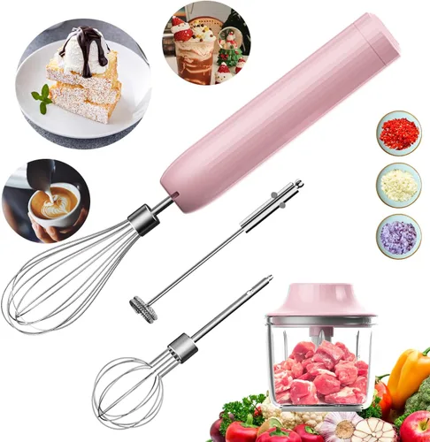 Miniatura 14 de Mezclador de mano inalámbrico MixgoII, batidor eléctrico de mano y espumador de leche, mini mezcladores de mano, batidora de mano recargable y Beige