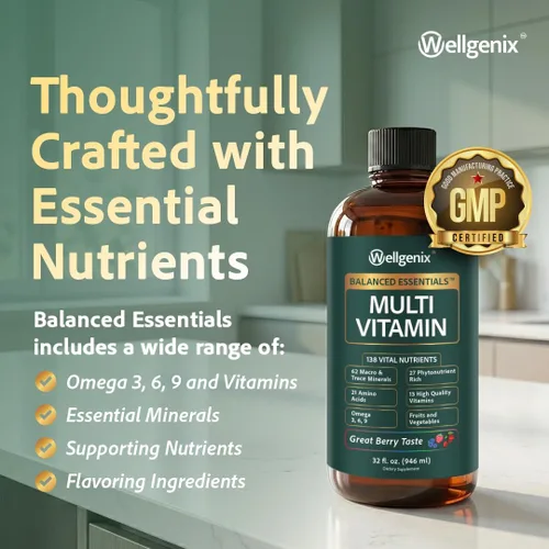 Miniatura 6 de Suplemento líquido nutricional Balanced Essentials, 32 onzas, Very Berry, HBE, 1, 1