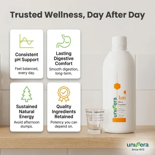 Miniatura 7 de Univera km Suplemento líquido de potasio, equilibrio de pH, apoyo a la digestión, suplementos minerales con magnesio, fórmula original de Karl