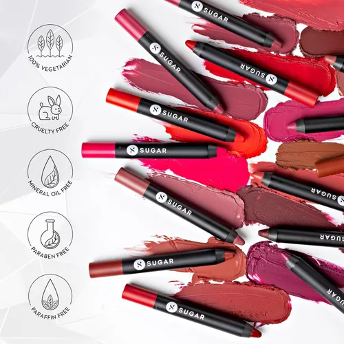 Miniatura 6 de SUGAR Cosmetics Lápices Labiales Crayon Matte as Hell para Mujeres Dura Hasta 8+ Horas Lápiz Labial con Sacapuntas - 2.8 g (Paquete de 1) 36 36