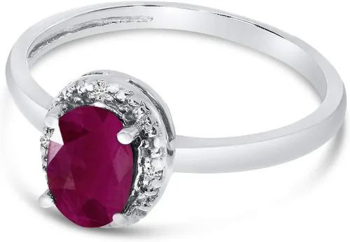 Miniatura 3 de Direct-Jewelry Anillo de diamantes y rubí ovalado de oro blanco de 14 k