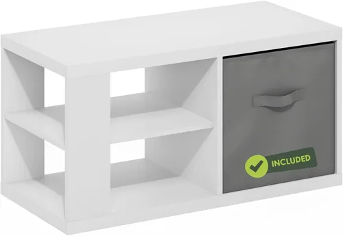 Furinno Viola Mesa de Café, Mesa de Centro Moderna de 3 Niveles con Tablero de 1.2 Pulgadas de Grosor, Mesa Auxiliar con Estante Abierto y Blanco