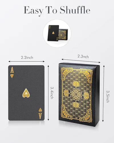 Miniatura 5 de BIERDORF Cartas de juego impermeables Baraja de naipes de plástico Baraja de póquer de regalo (calavera dorada)