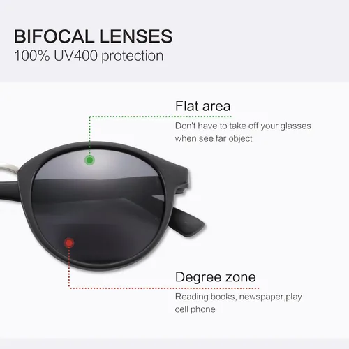 Miniatura 4 de ZENOTTIC Gafas de sol de lectura bifocales, redondas, clásicas, con protección UV, lentes de lectura al aire libre para hombres y mujeres