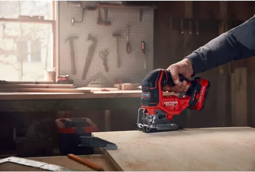 Miniatura 10 de CRAFTSMAN V20 RP - Sierra de calar inalámbrica, 3 ajustes orbitales, hasta 3,200 SPM, velocidad variable sin llave, solo herramienta (CMCS650B)