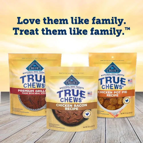 Miniatura 9 de Blue Buffalo True Chews - Golosinas para perros, hechas en EE. UU. con ingredientes naturales, receta de tocino de pollo, bolsa de 12 onzas