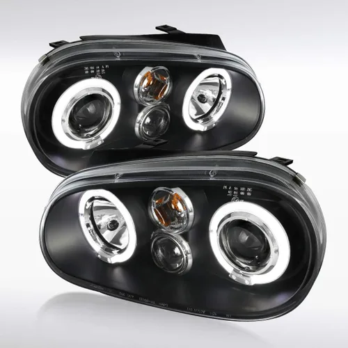 Autozensation Compatible con Volkswagen Golf MK4 1999-2006, Volkswagen GTI 1999-2006, conjunto de faros delanteros izquierdo + derecho, faros