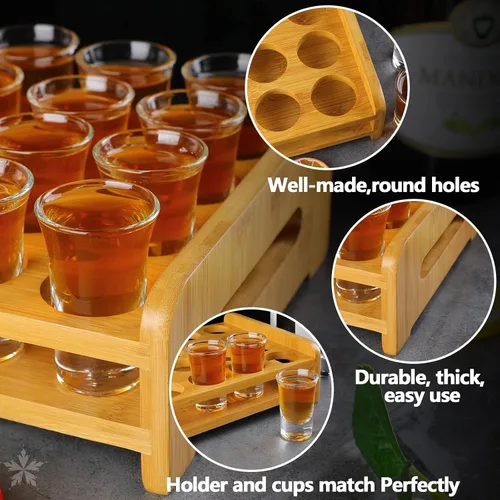 Miniatura 3 de Juego de 24 vasos de chupito grandes y soporte de 1 onza/1.0 fl oz, base gruesa para fiestas, clubes, bares, herramientas para el hogar