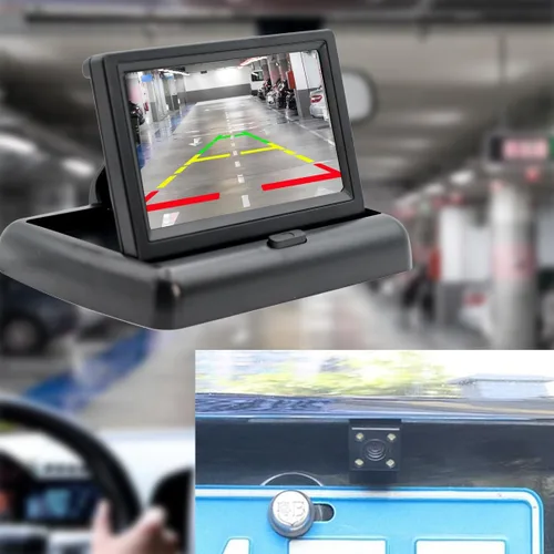 Miniatura 7 de Monitor plegable TFT LCD de 4.3 pulgadas para coche, cámara de respaldo inversa, cámara de respaldo para coche, sistema de aparcamiento de video