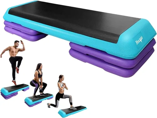 Miniatura 8 de Yes4All Plataforma ajustable de ejercicios aeróbicos para entrenamiento de tamaño para club de salud con 4 elevadores ajustables incluidos y A.