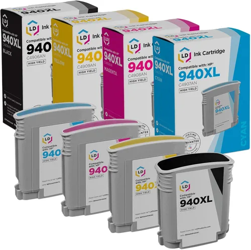 LD Productos Cartucho de tinta remanufacturado de repuesto para HP 940XL High Yield (C4906AN negro, C4907AN cian, C4908AN Magenta, C4909AN amarillo,