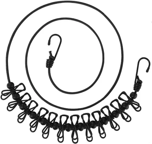 1 paquete de tendedero portátil con 12 pinzas para la ropa, tendedero de viaje resistente al viento, elástico, retráctil, línea de ropa de