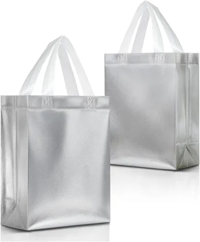 Miniatura 26 de Nush Nush Bolsas de regalo negras y doradas de tamaño mediano, juego de 12 bolsas de regalo reutilizables con asa