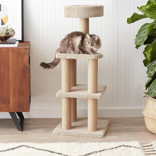 Miniatura 4 de Amazon Basics Torre de actividades de escalada para interiores con postes rascadores, grande, 17.7 x 45.9 pulgadas, beige