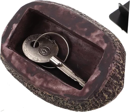 Miniatura 3 de Ocultador de llaves de roca falsa para exteriores, caja de almacenamiento de llaves de piedra decorativa para jardín, porche, patio, doble propósito
