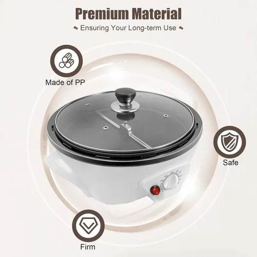 Miniatura 5 de Tostador de café eléctrico para uso doméstico, tostadora de café de grano de maní de 800 W, temperatura ajustable, para cafeterías, familias, clubes