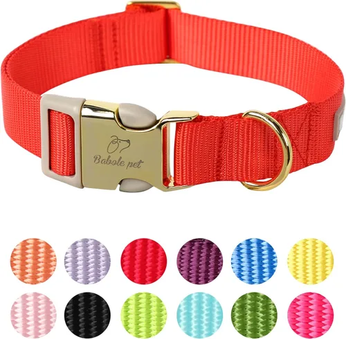 Miniatura 14 de Collar de perro de nailon de Babole Pet - Collares ajustables de cinturilla suave de nailon negro para perros pequeños, medianos y grandes, collar
