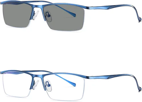 Miniatura 9 de Gafas de lectura fotocromáticas, gafas de lectura de tendencia, para hombres y mujeres, medio marco, para negocios, oficina, hombres