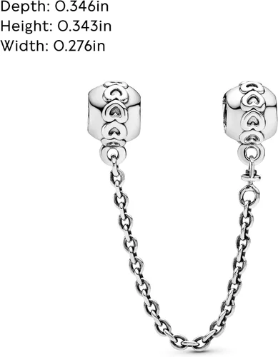 Miniatura 5 de PANDORA Anillo de joyería de corazones cadena de seguridad de plata de ley, 2 pulgadas