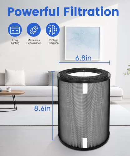 Miniatura 8 de Paquete de 2 filtros de repuesto DR-HPA019 compatibles con ventilador de torre Dreo MC710S, purificadores de aire, HEPA 2 en 1 H13 y filtro