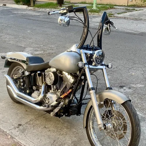 Miniatura 7 de LKV Perchas Ape de 14 pulgadas con barra de grasa de 1-1/4 pulgadas, abrazadera de 1.25 pulgadas, manillar compatible con Harley Dyna Softail
