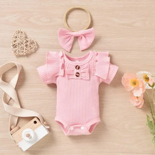 Miniatura 27 de Aalizzwell Body de manga corta para bebé niña con pantalones cortos acanalados