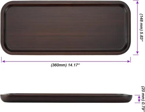Miniatura 2 de JOIKIT Bandeja rectangular de madera de nogal de 14 x 5.9 pulgadas, bandeja de baño de madera maciza decorativa para galletas, pan, queso, café, té