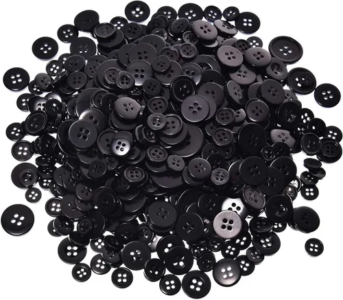 1600 Botones Negros para Manualidades a Granel, Botones Negros para Manualidades de Tamaños Variados para Manualidades DIY, Costura y Decoraciones