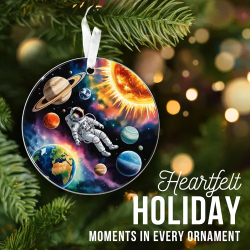 Miniatura 5 de ZAGKOO Adorno de Navidad de astronauta 2025 – Adornos espaciales del universo para árbol – Adorno de planeta y sistema solar para amantes
