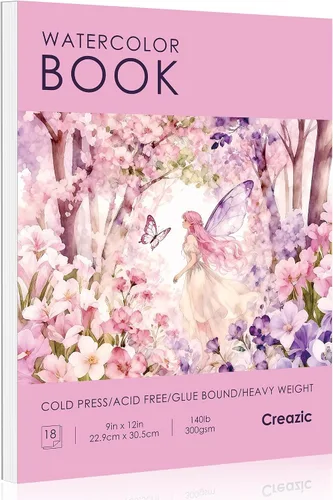 Miniatura 8 de Creazic Bloc de Papel para Acuarela, 9"x12" Cuaderno de Acuarela, 140 lb/300 gsm, 18 Hojas Prensado en Frío - Sin Sangría, Papel de Arte Pesado
