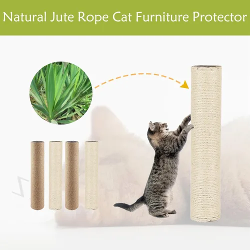 Miniatura 6 de 4 piezas de repuesto de poste rascador de gato para interiores de 15.7 x 3.1 pulgadas, piezas de repuesto de árbol de gato, sisal natural, poste