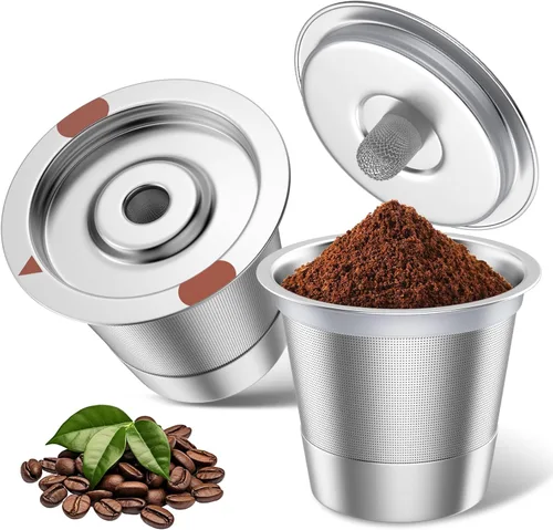 Paquete de 2 tazas K reutilizables para Keurig 1.0 y 2.0, cápsulas de café reutilizables de acero inoxidable SUS304 de grado alimenticio, tazas K