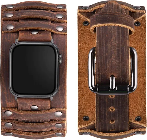 Miniatura 10 de Compatible con Apple Watch Ultra SE Series 8 7 6 5 4 3 1.496 in 1.575 in 1.614 in 1.654 in 1.732 in 1.772 in 1.929 in Correa unisex retro nórdico