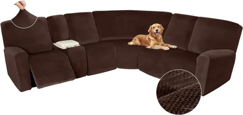 Miniatura 668 de Arfntevss Fundas de sofá seccional reclinable de terciopelo, Funda de sofá seccional de esquina para sofá reclinable, Funda elástica suave