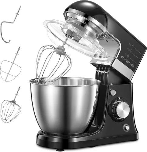 Batidora de masa eléctrica de 8 velocidades con cuenco de acero inoxidable 5Qaurt y protector contra salpicaduras, batidora de cocina, incluye