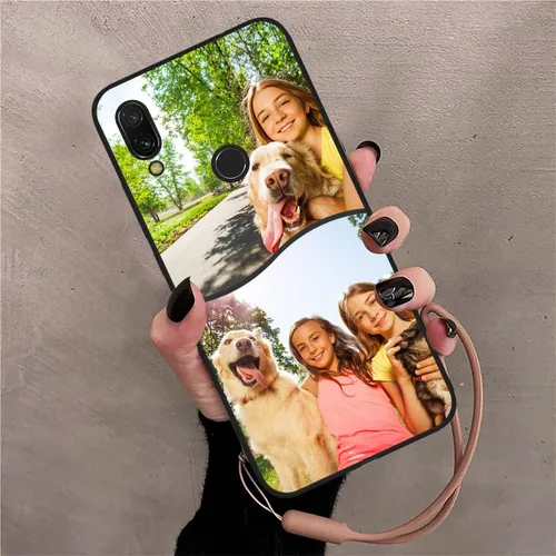 Miniatura 7 de Funda personalizada para teléfono Redmi Note 7 de 6.3 pulgadas, funda personalizada con múltiples imágenes, funda suave con nombre, regalo de Negro