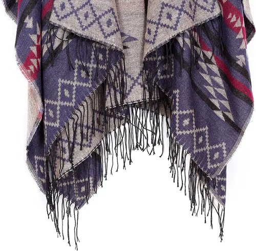 Miniatura 84 de Chales cálidos para mujer, cárdigan con frente abierto, estilo vintage, poncho