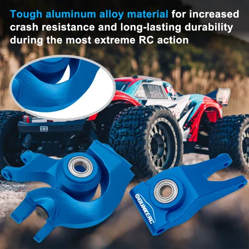 Miniatura 2 de Bloque de dirección frontal de aluminio RC y bloque de ruedas y cubo trasero con rodamientos de bolas, piezas de actualización para 1/10 Arrma Azul