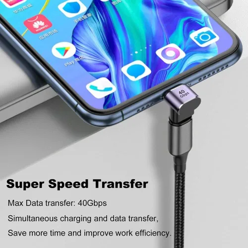 Miniatura 3 de Adaptador de ángulo USB C de 40 Gbps 2 unidades USB C tipo C de 90 grados en ángulo USB-C macho a hembra adaptador de 8 K a 60 Hz USB en ángulo