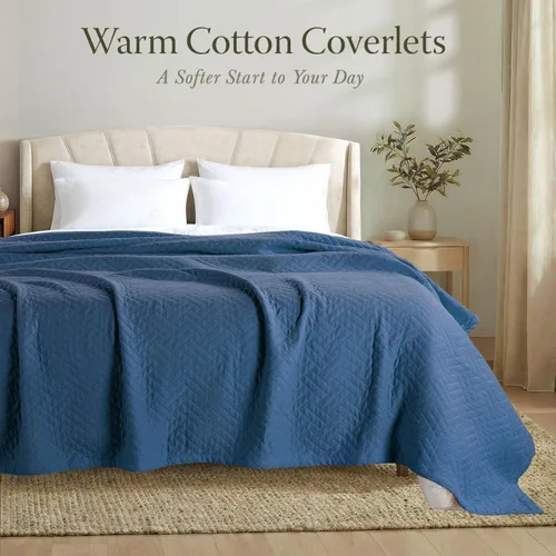 Miniatura 2 de Threadmill Mantas de lujo de algodón para cama tamaño King Manta acogedora 100% algodón para todas las estaciones Cubrecamas cruzado suave
