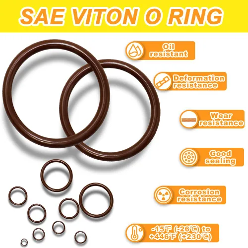 Miniatura 5 de Keze 382 piezas SAE Viton Anillo en O Kit de surtido de 30 tamaños Anillo O marrón para varios motores de automóviles, bombas, cilindros, plomería