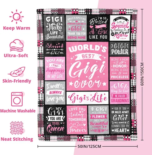 Miniatura 7 de Gigi Regalos para abuela, manta de regalo Best Gigi Ever de 50 x 60 pulgadas Manta suave de recuerdo, regalo pensado para cumpleaños, Navidad, Día