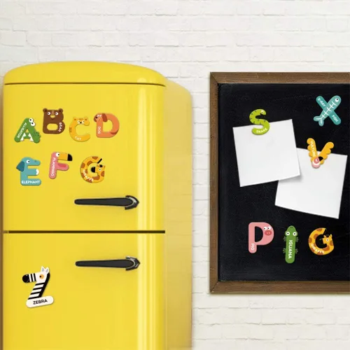 Miniatura 6 de JCREN Juguete de letras magnéticas jumbo de animales del alfabeto, imanes para nevera, alfabeto ABC mayúsculas, juego de juguetes para aprendizaje