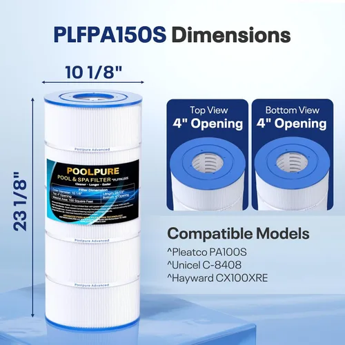 Miniatura 2 de POOLPURE PA150S - Filtro de piscina que reemplaza a Hayward CX150XRE, Hayward SwimClear C150S, PA150S, Ultral-D4, cartucho de filtro de 150 pies