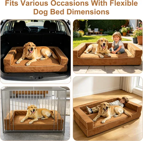 Miniatura 9 de Cama ortopédica grande para perros – Cama para mascotas de espuma viscoelástica sólida de 5 pulgadas para alivio de la artritis y displasia de Mocca