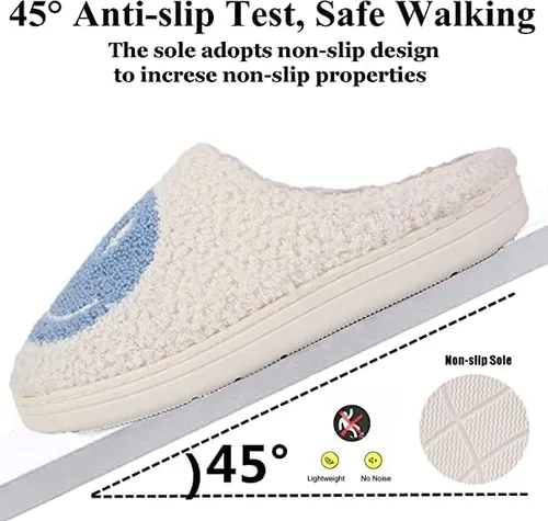 Miniatura 2 de Pantuflas de cara sonriente para niños y niñas, cómodas, cálidas, de felpa para invierno, interiores y exteriores, suaves, antideslizantes