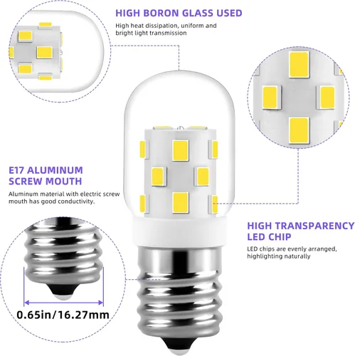 Miniatura 3 de AMI PARTS 8206232A Bombilla LED para Electrodomésticos Equivalente a Incandescente, Bombilla de Luz E17 para Microondas Bajo Campana Refrigeradores