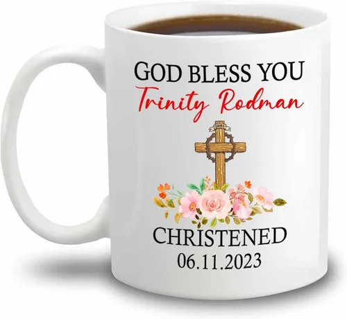 Miniatura 14 de Tazas personalizadas de la Santa Comunión de 11 onzas y 15 onzas, taza de café blanca con texto en inglés "My First Holy Communion", regalos