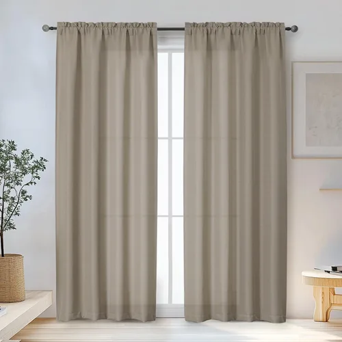Miniatura 81 de OWENIE Bob Juego de 2 Paneles de Cortinas Negras de Cocina para Ventanas de 36 Pulgadas de Largo, Cortinas Cortas de Café con Textura de Lino